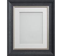 Frame Company Drummond Range Charcoal A4 Picture Photo Frame with White Mount for Image 9x6 inch * Choice of Sizes* Fitted with Real Glass