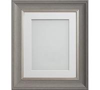 Frame Company Drummond Range Gunmetal Grey 10x8 inch Picture Photo Frame with White Mount for Image 8x6 inch * Choice of Sizes* Fitted with Real Glass