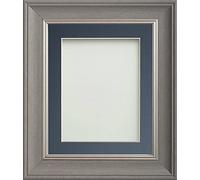 Frame Company Drummond Range Gunmetal Grey 12x10 inch Picture Photo Frame with Blue Mount for Image 10x8 inch * Choice of Sizes* Fitted with Real Glass