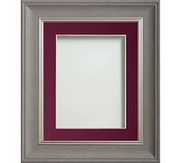 Frame Company Drummond Range Gunmetal Grey 14x11 inch Picture Photo Frame with Plum Mount for Image A4 * Choice of Sizes* Fitted with Real Glass