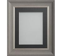 Frame Company Drummond Range Gunmetal Grey 7x5 inch Picture Photo Frame with Grey Mount for Image 6x4 inch * Choice of Sizes* Fitted with Real Glass