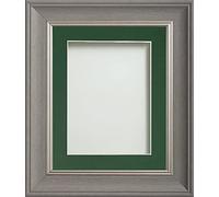 Frame Company Drummond Range Gunmetal Grey A3 Picture Photo Frame with Bottle Green Mount for Image A4 * Choice of Sizes* Fitted with Real Glass