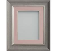 Frame Company Drummond Range Gunmetal Grey A4 Picture Photo Frame with Pink Mount for Image 9x6 inch * Choice of Sizes* Fitted with Real Glass