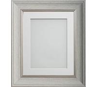 Frame Company Drummond Range Pale Grey 6x4 inch Picture Photo Frame with White Mount for Image 5x3 inch * Choice of Sizes* Fitted with Real Glass