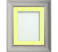Frame Company Drummond Range Pale Grey A3 Picture Photo Frame with Lemon Bon Bon Mount for Image A4 * Choice of Sizes* Fitted with Real Glass