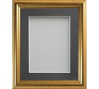 Frame Company Eldridge Gold 12x10 Photo Frame, Grey Mount for 10x8