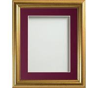Frame Company Eldridge Gold 40x40cm Picture Photo Frames With Plum Mount for Image 30x30cm *Choice of Sizes* Fitted with Real Glass