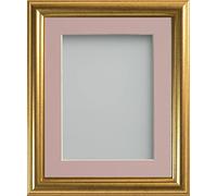 Frame Company Eldridge Gold 50x40cm Photo Frame with Pink Mount for 40x30 | Fits a 40x30 photo with mount or a 50x40cm photo without mount, Frame size 50x40cm, Overall approx 56x46cm, Real Glass Front