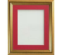 Frame Company Eldridge Gold 50x40cm Picture Photo Frames With Red Mount for Image 40x30cm *Choice of Sizes* Fitted with Real Glass