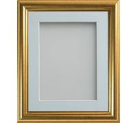 Frame Company Eldridge Gold Photo Frame with Light Blue Mount, 20x16 for A3, fitted with perspex