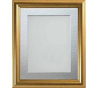 Frame Company Eldridge Gold Photo Frame with Silver Mount, 14x11 for 12x8 inch, fitted with perspex