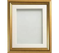 Frame Company Eldridge Gold Photo Frame with White V-Groove Mount, 18x14 for 14x10 inch, fitted with perspex