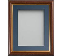 Frame Company Eldridge Mahogany 12x10 Photo Frame, Blue Mount for 10x8