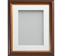 Frame Company Eldridge Mahogany Photo Frame with White V-Groove Mount, 16x12 for 14x10 inch, fitted with perspex