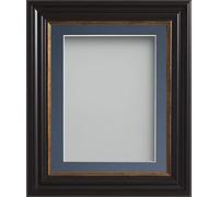 Frame Company Emson Black Picture Photo Frame with Blue Mount - 20x16 for pic size 16x12 *Choice of Sizes* Fitted with Real Glass