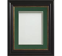 Frame Company Emson Black Picture Photo Frame with Bottle Green Mount - 16x12 for pic size 12x10 *Choice of Sizes* Fitted with Real Glass
