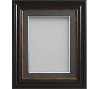 Frame Company Emson Black Picture Photo Frame with Grey Mount - 14x11 for pic size A4 *Choice of Sizes* Fitted with Real Glass