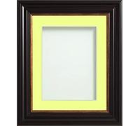Frame Company Emson Black Picture Photo Frame with Lemon Bon Bon Mount - 12x10 for pic size 9x7 *Choice of Sizes* Fitted with Real Glass