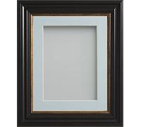 Frame Company Emson Black Picture Photo Frame with Light Blue Mount - 9x7 for pic size 8x6 *Choice of Sizes* Fitted with Real Glass