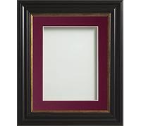 Frame Company Emson Black Picture Photo Frame with Plum Mount - 16x12 for pic size 14x10 *Choice of Sizes* Fitted with Real Glass