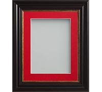 Frame Company Emson Black Picture Photo Frame with Red Mount - 10x8 for pic size 7x5 *Choice of Sizes* Fitted with Real Glass