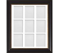 Frame Company Emson Black with Gold Detail Multi Photo Frame, 20x16 for 6x4 inch (x9), fitted with perspex