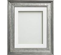 Frame Company Farraday Range Wooden Silver Frame With White Mount, A3 for A4 *Choice of Sizes* Fitted with Real Glass