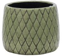 Frame Company Indoor Glazed Ceramic Cauldron Style Flower Plant Pot, Green Criss Cross Pattern, Depth 12.5cm Height 10cm *Choice of sizes*