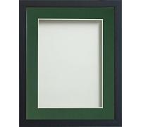 Frame Company Jellybean Range Black Wooden 10x8 inch Picture Photo Frame with Bottle Green Mount for Image 6x4 inch * Choice of Colours & Sizes* Fitted with Perspex