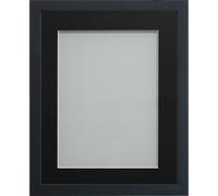 Frame Company Jellybean Range Black Wooden 14x11 inch Picture Photo Frame with Black Mount for Image 10x7 inch * Choice of Colours & Sizes* Fitted with Perspex