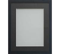 Frame Company Jellybean Range Black Wooden 16x12 inch Picture Photo Frame with Grey Mount for Image 12x8 inch * Choice of Colours & Sizes* Fitted with Perspex