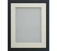 Frame Company Jellybean Range Black Wooden 16x12 inch Picture Photo Frame with Ivory Mount for Image 12x10 inch * Choice of Colours & Sizes* Fitted with Perspex