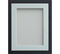 Frame Company Jellybean Range Black Wooden 8x6 inch Picture Photo Frame with Light Blue Mount for Image 6x4 inch * Choice of Colours & Sizes* Fitted with Perspex