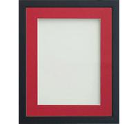 Frame Company Jellybean Range Black Wooden 9x7 inch Picture Photo Frame with Red Mount for Image 7x5 inch * Choice of Colours & Sizes* Fitted with Perspex