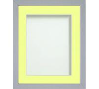 Frame Company Jellybean Range Grey Wooden A2 Picture Photo Frame with Lemon Bon Bon Mount for Image A3 * Choice of Colours & Sizes* Fitted with Perspex