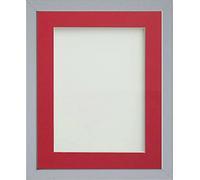 Frame Company Jellybean Range Grey Wooden A4 Picture Photo Frame with Red Mount for Image 10x6 inch * Choice of Colours & Sizes* Fitted with Perspex