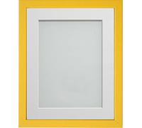 Frame Company Jellybean Range Mustard Yellow Wooden 14x11 inch Picture Photo Frame with White Mount for Image 10x7 inch * Choice of Colours & Sizes* Fitted with Perspex