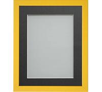 Frame Company Jellybean Range Mustard Yellow Wooden 16x12 inch Picture Photo Frame with Grey Mount for Image 14x10 inch * Choice of Colours & Sizes* Fitted with Perspex