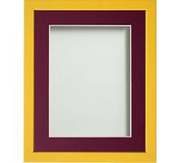 Frame Company Jellybean Range Mustard Yellow Wooden 16x12 inch Picture Photo Frame with Plum Mount for Image 13x9 inch * Choice of Colours & Sizes* Fitted with Perspex