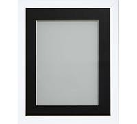 Frame Company Jellybean Range White Wooden 14x11 inch Picture Photo Frame with Black Mount for Image 10x7 inch * Choice of Colours & Sizes* Fitted with Perspex