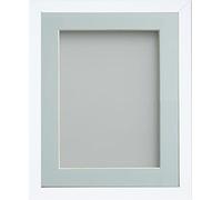Frame Company Jellybean Range White Wooden 14x11 inch Picture Photo Frame with Light Blue Mount for Image A4 * Choice of Colours & Sizes* Fitted with Perspex
