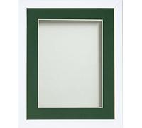 Frame Company Jellybean Range White Wooden 16x12 inch Picture Photo Frame with Bottle Green Mount for Image 13x9 inch * Choice of Colours & Sizes* Fitted with Perspex