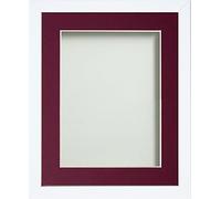 Frame Company Jellybean Range White Wooden 7x5 inch Picture Photo Frame with Plum Mount for Image 6x4 inch * Choice of Colours & Sizes* Fitted with Perspex