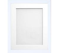 Frame Company Jellybean Range White Wooden 8x6 inch Picture Photo Frame with White Mount for Image 6x4 inch * Choice of Colours & Sizes* Fitted with Perspex