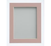 Frame Company Jellybean Range White Wooden 9x7 inch Picture Photo Frame with Pink Mount for Image 7x5 inch * Choice of Colours & Sizes* Fitted with Perspex