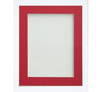 Frame Company Jellybean Range White Wooden 9x7 inch Picture Photo Frame with Red Mount for Image 7x5 inch * Choice of Colours & Sizes* Fitted with Perspex