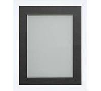 Frame Company Jellybean Range White Wooden A4 Picture Photo Frame with Grey Mount for Image 10x6 inch * Choice of Colours & Sizes* Fitted with Perspex