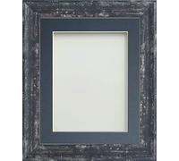 Frame Company Lynton Coal Photo Frame with Blue Mount, A3 for A4, fitted with perspex