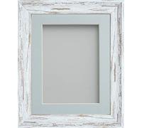 Frame Company Lynton Driftwood Photo Frame with Light Blue Mount, 18x14 for 16x12 inch, fitted with perspex