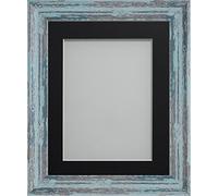 Frame Company Lynton Rustic Blue Photo Frame with Black Mount, 14x11 for A4, fitted with perspex